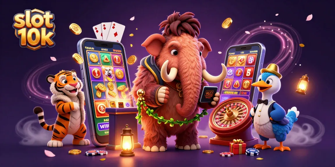 Experience the thrill of slot 10k with vibrant visuals and casino excitement depicted in a lively scene.