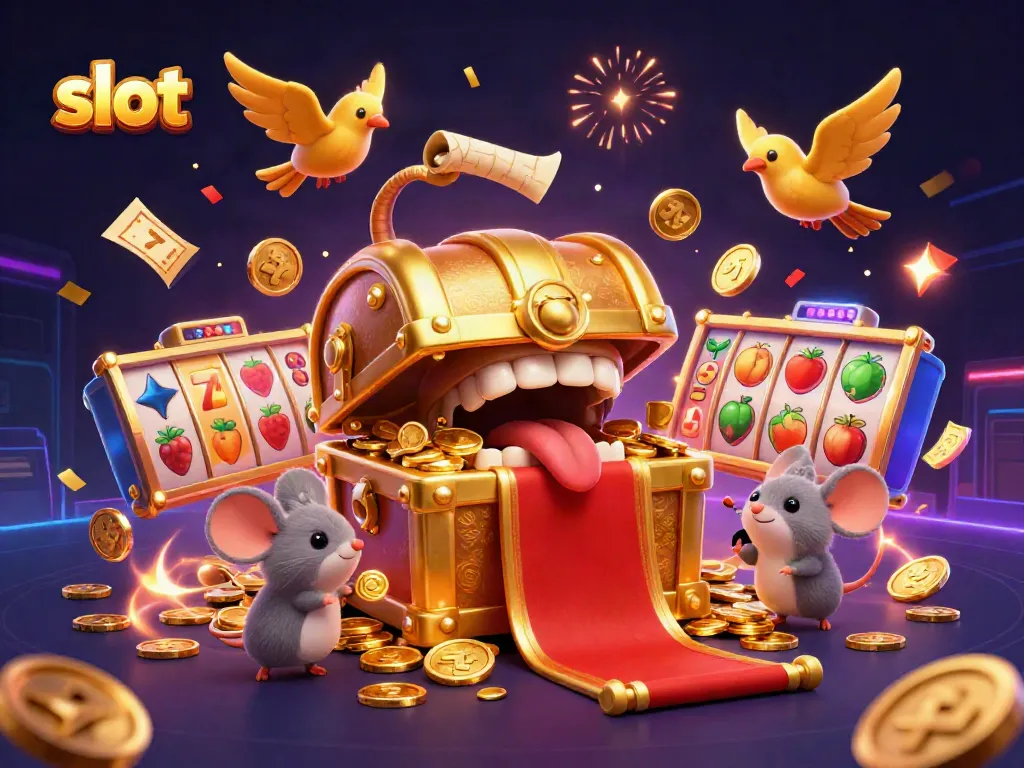 Slot yang menggoda dengan peti harta dan simbol keberuntungan untuk pengalaman bermain yang menyenangkan.