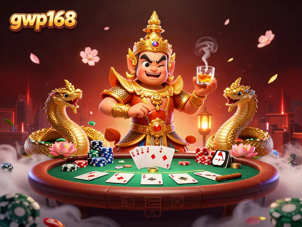 Permainan seru di gwp168 dengan pemandangan penjaga kuil Thailand dan teman naga di kasino 3D.