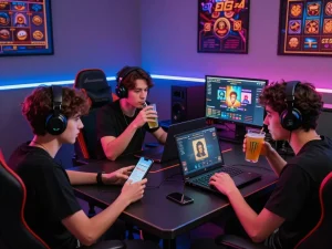 Players enjoying the rusuntogel online gaming platform at a stylish gaming table.